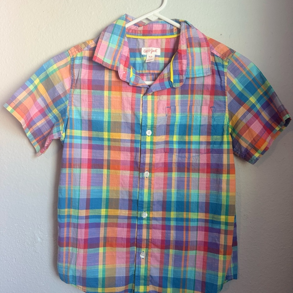 Cat & Jack Multicolor Plaid Button Down Shirt